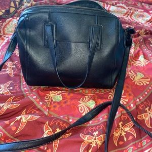 Black faux leather crossbody bag